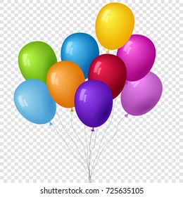 Vector colorful festive celebration helium balloons isolated.