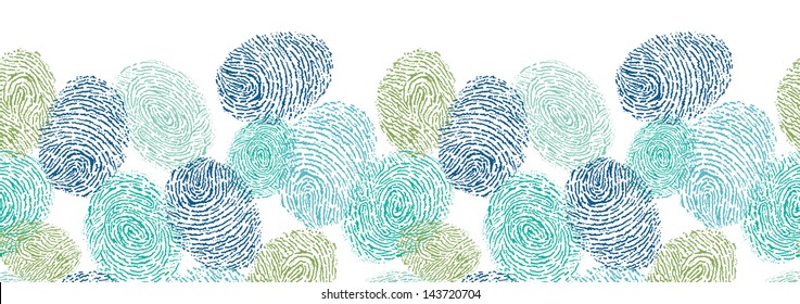 Vector colorful fingerprints horizontal seamless pattern background with hand drawn elements.