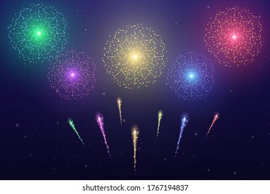 Vector Colorful Firework on night background