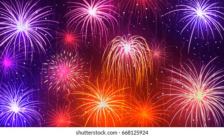 Vector colorful fireworks background