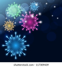 fondo de diseño de fuegos artificiales de color vectorial