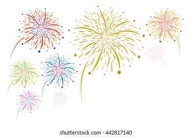 Vector colorful fireworks design on white background