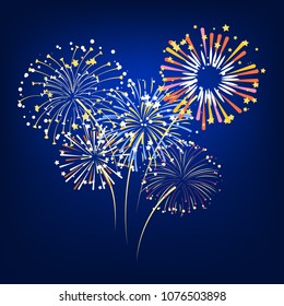 Vector of colorful fireworks exploding