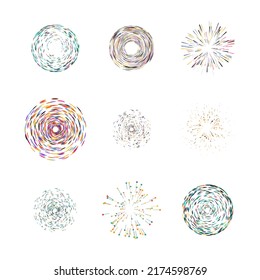 vector colorful fireworks isolated on white , set