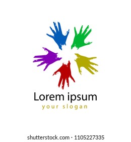 vector of colorful five hand logo on white background