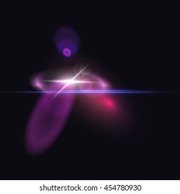 Vector colorful flash. Simple light bokeh and semi-halo on dark background. Release clipping mask for work.