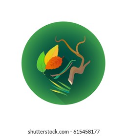 vector colorful flat design green cutting waste box compost garbage illustration green icon long shadow isolated white background