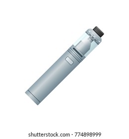 vector colorful flat design mechanical mod vaporizer device with RDTA type atomizer realistic illustration isolated on white background
