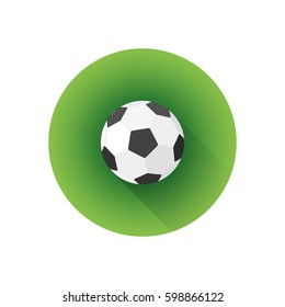 vector colorful flat design professional soccer european football ball isolated illustration green background circle icon with long shadow