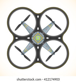vector colorful flat design quadcopter drone with protection guard isolated illustration light background
