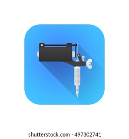 vector colorful flat design rotary tattoo machine illustration rounded square icon with shadow
