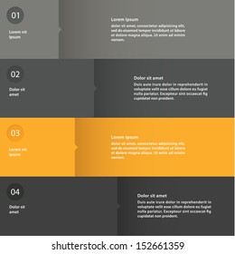 Vector colorful flat design template. Four choices, steps or levels. 