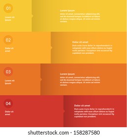 Vector colorful flat design template. Four choices, steps or levels. 