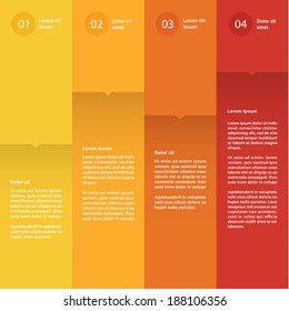 Vector colorful flat design template. Four choices, steps or levels. 