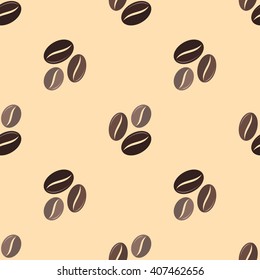 vector colorful flat design various brown coffee beans deco seamless pattern beige background
