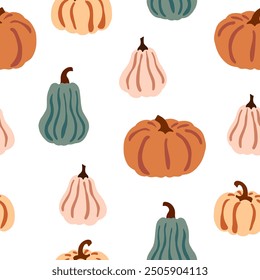 Vector colorful flat halloween pumpkin seamless pattern design cartoon style 