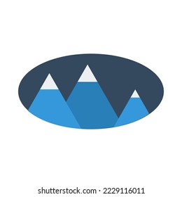 Vector Colorful Flat Illustration of Mountains Isolated on White Background