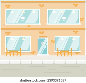 Vector colorful flat residential coffee shop, illustration, flat design