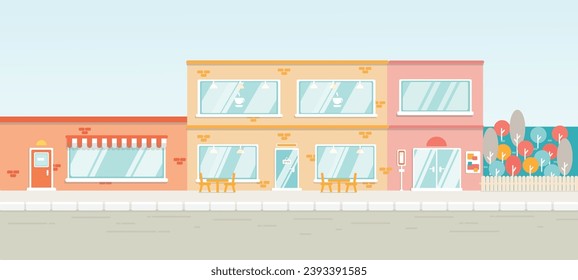 Vector colorful flat residential street, illustration, flat design