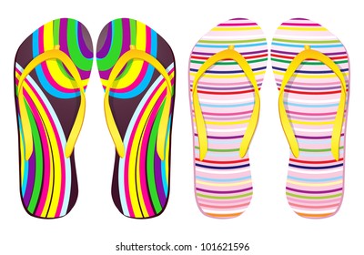 Vector colorful flip flops