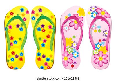 Vector colorful flip flops