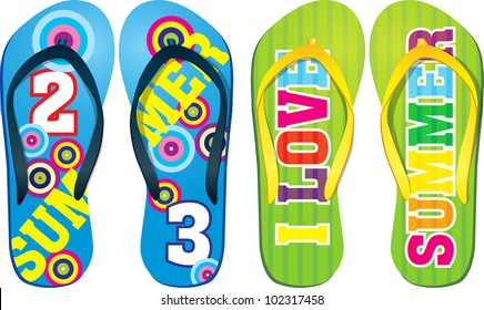 Vector colorful flip flops