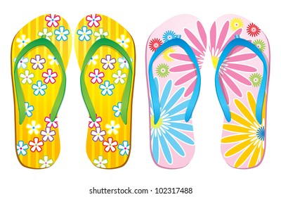 Vector colorful flip flops