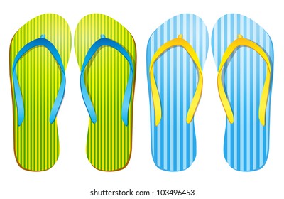 Vector colorful flip flops