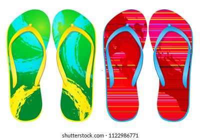 Vector colorful flip flops 