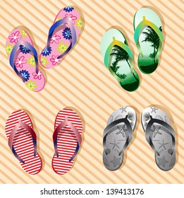 Vector colorful flip flops