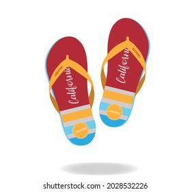 Vector   colorful  flip flops, slipper designs red California , summer and beach type for boys and girls
