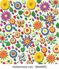 vector colorful floral background of abstract flowers