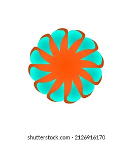 Elemento vectorial de diseño floral colorido sobre fondo blanco. 