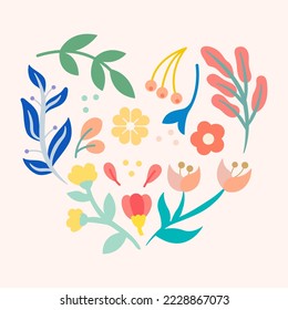 Vector of Colorful floral design pattern.Blooming spring flowers bouquet and leaf, floral elements.