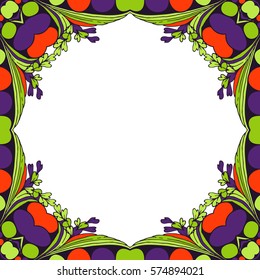 Vector colorful floral frame blank design.