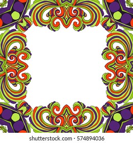 Vector colorful floral frame blank design.