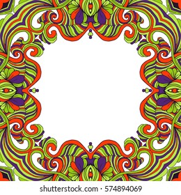 Vector colorful floral frame blank design.