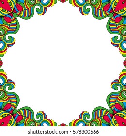 Vector colorful floral frame blank design.