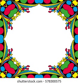 Vector colorful floral frame blank design.