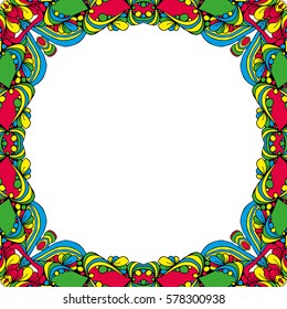 Vector colorful floral frame blank design.