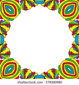 Vector colorful floral frame blank design.