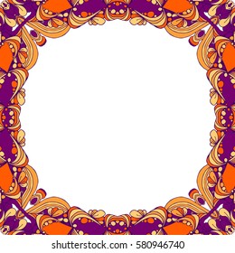 Vector colorful floral frame blank design.
