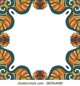 Vector colorful floral frame blank design.
