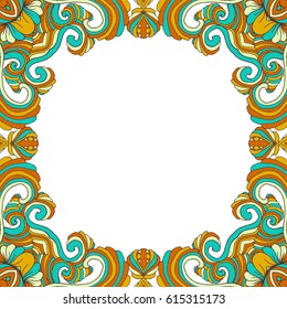 Vector colorful floral frame blank design.