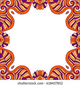 Vector colorful floral frame blank design.
