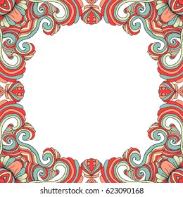 Vector colorful floral frame blank design.