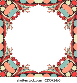 Vector colorful floral frame blank design.