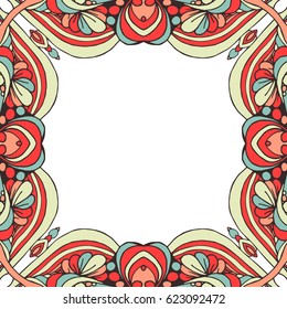 Vector colorful floral frame blank design.