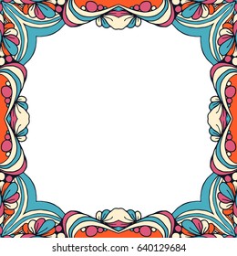 Vector colorful floral frame blank design.