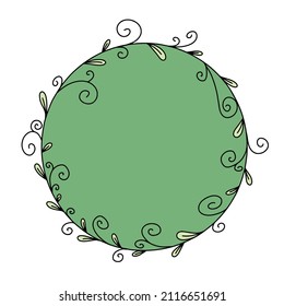 Vector colorful floral frame with leaves illustration. Round beautiful decoration wreath with leaves for invitations, greeting cards, wedding